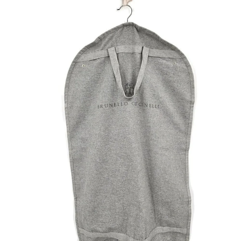 Brunello Cucinelli Grey Fabric Garment Bag 21x32 Zippered Snaps Handles